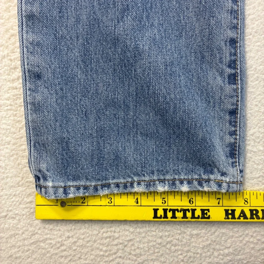 Polo Ralph Lauren Varick Slim Straight Jeans Men 34x30 Blue Distressed Whiskered